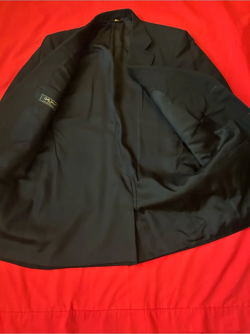 Mens Bobby Jones Wool Black Two-Button Gold-Button Sport Coat